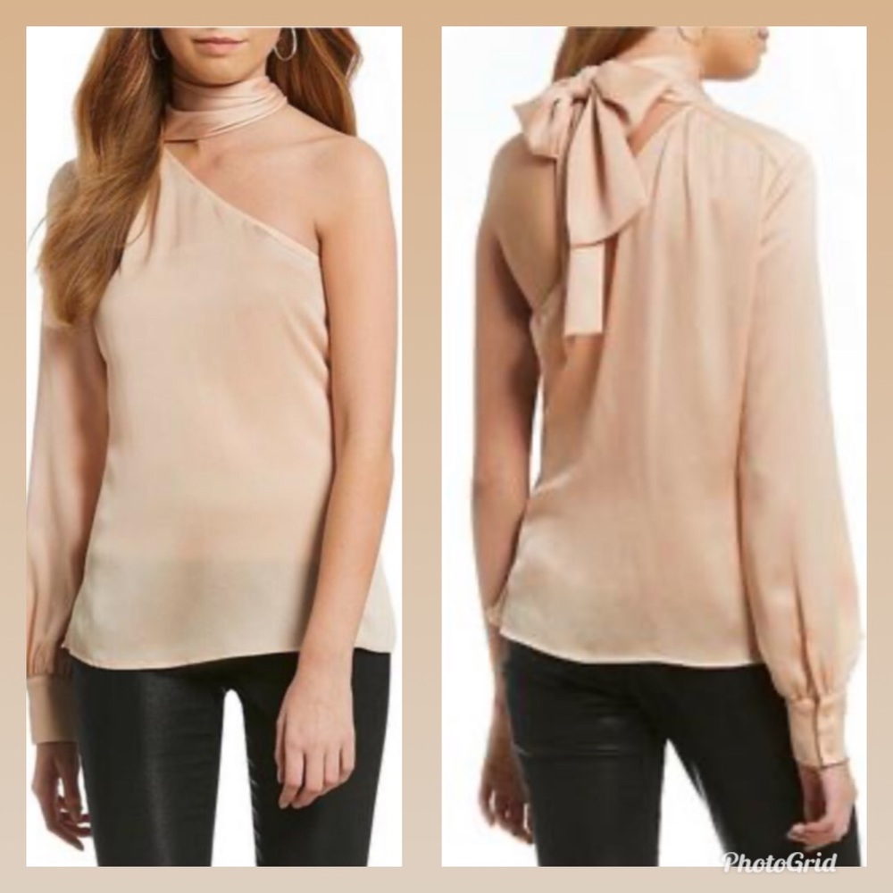NWT 1. STATE DRAMATIC PAUSE ONE SHOULDER BLOUSE BLUSH/ PINK